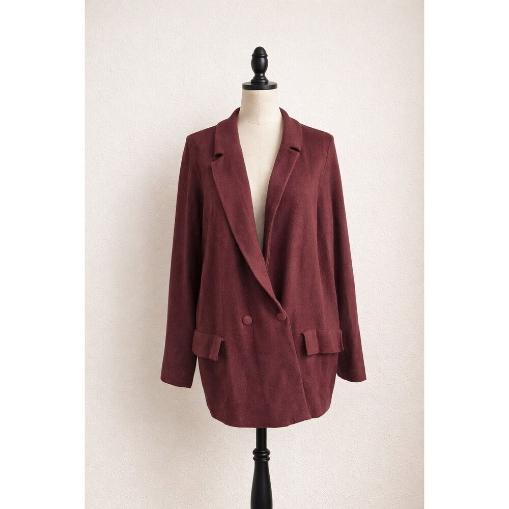 Ella Rafaella Burgundy Sweater Blazer Women’s Size XL Relaxed Fit